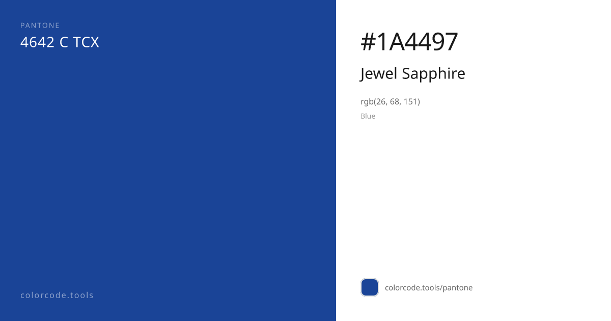 Pantone Jewel Sapphire 4642 C — HEX #1A4497 | colorcode.tools