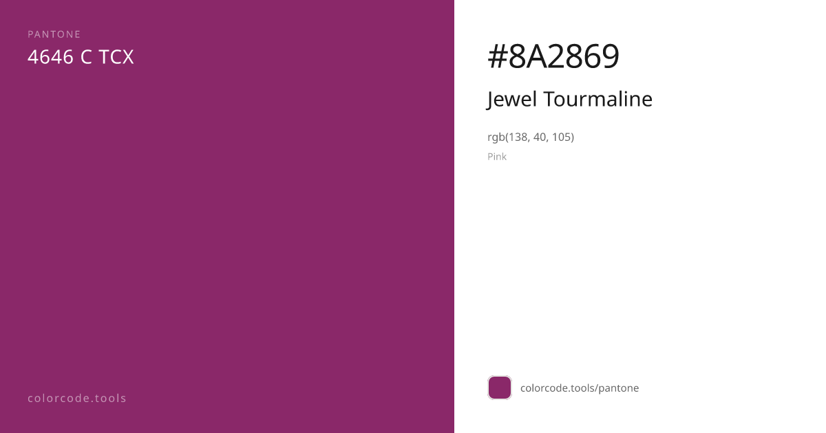 Pantone Jewel Tourmaline 4646 C — HEX #8A2869 | colorcode.tools
