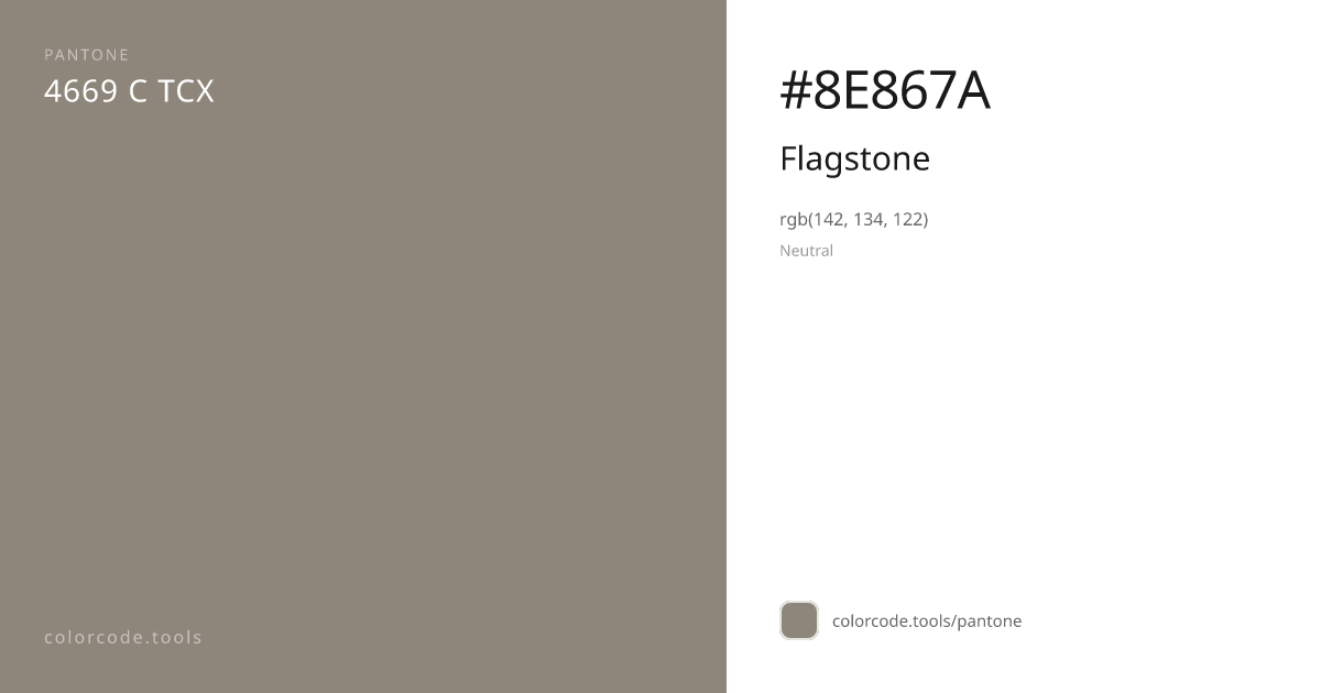 Pantone Flagstone 4669 C — HEX #8E867A | colorcode.tools