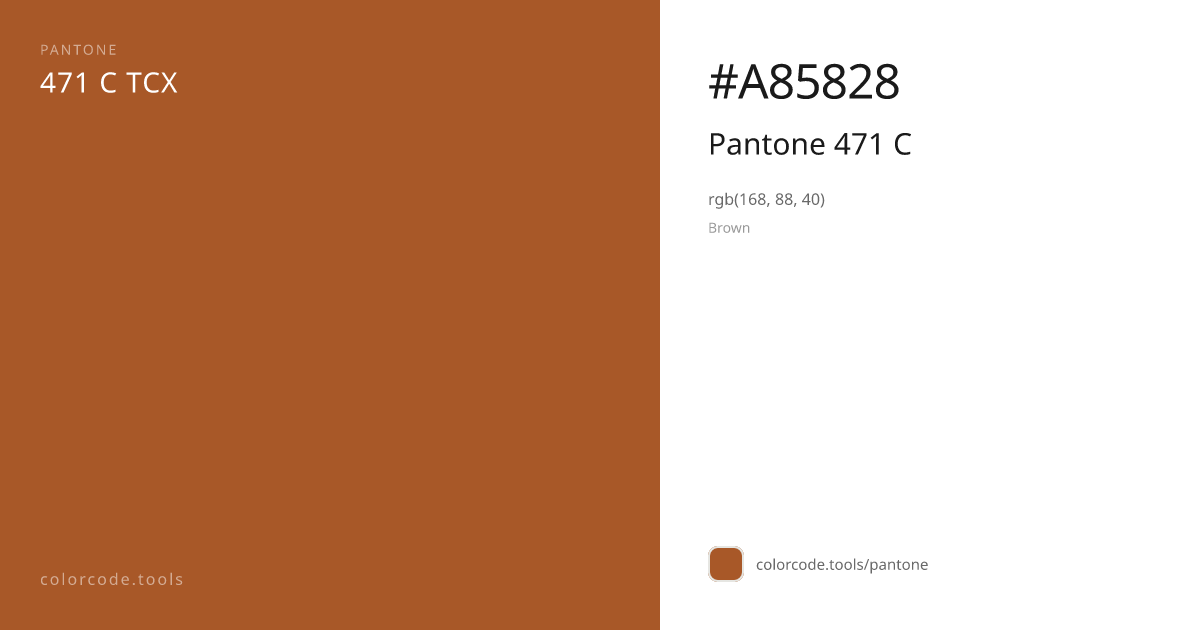 Pantone Pantone 471 C 471 C — HEX #A85828 | colorcode.tools