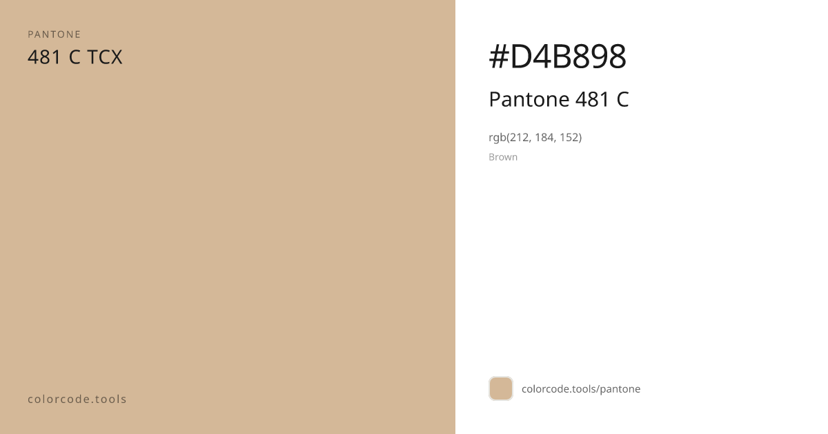 Pantone Pantone 481 C 481 C — HEX #D4B898 | colorcode.tools