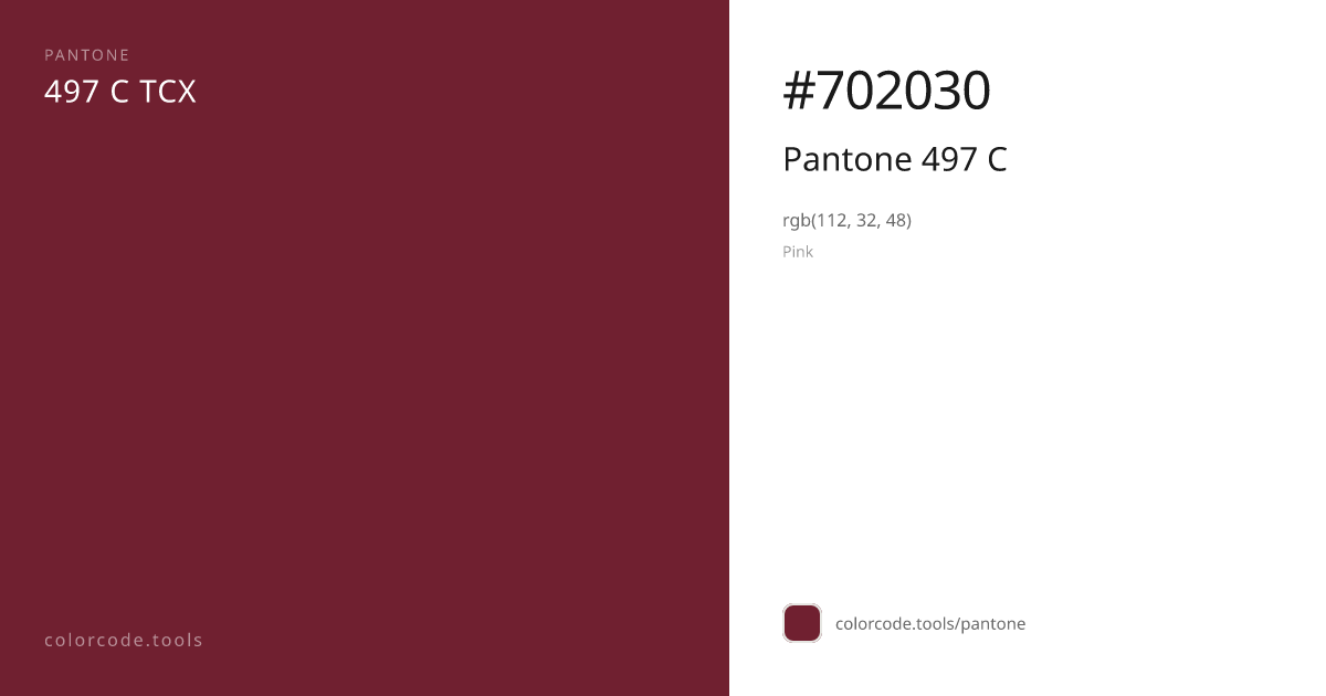 Pantone Pantone 497 C 497 C — HEX #702030 | colorcode.tools