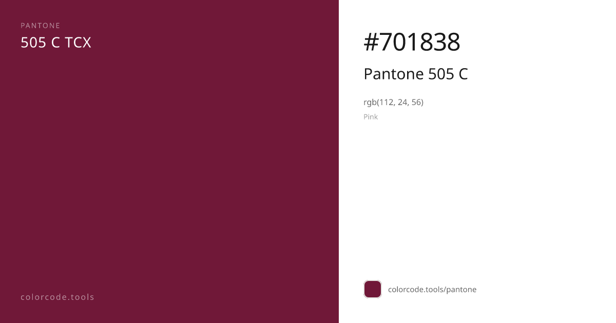Pantone Pantone 505 C 505 C — HEX #701838 | colorcode.tools