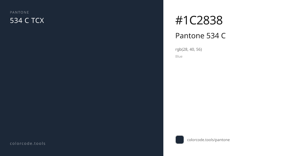 Pantone Pantone 534 C 534 C — HEX #1C2838 | colorcode.tools