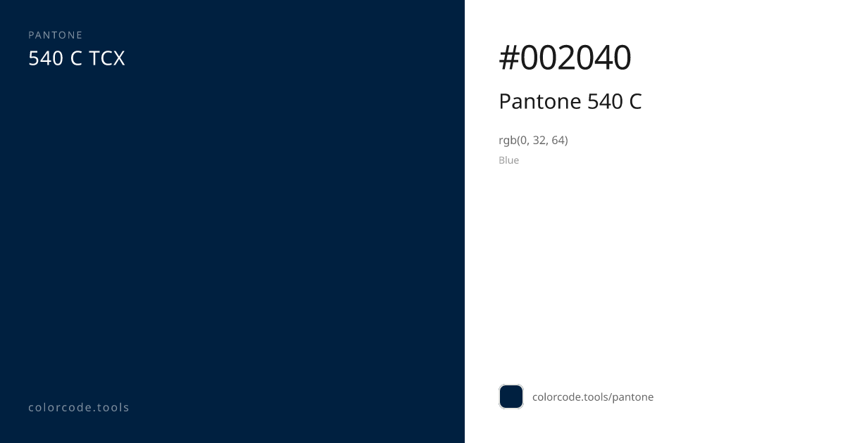 Pantone Pantone 540 C 540 C — HEX #002040 | colorcode.tools