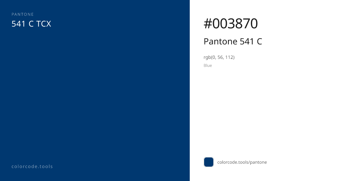 Pantone Pantone 541 C 541 C — HEX #003870 | colorcode.tools