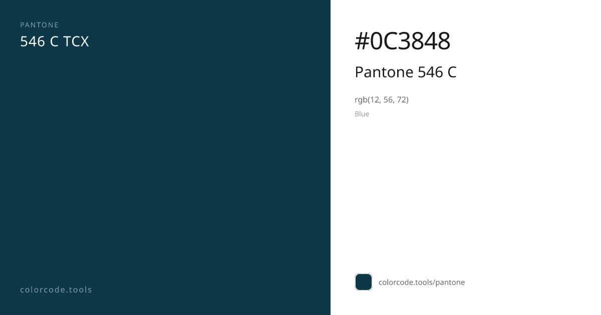 Pantone Pantone 546 C 546 C — HEX #0C3848 | colorcode.tools