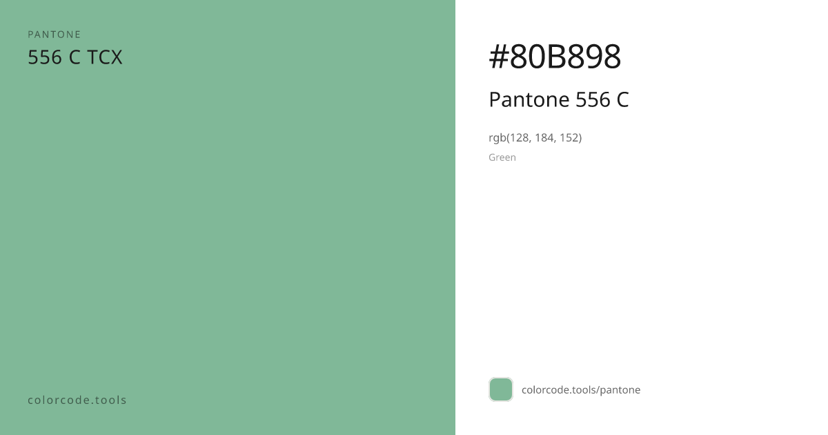 Pantone Pantone 556 C 556 C — HEX #80B898 | colorcode.tools