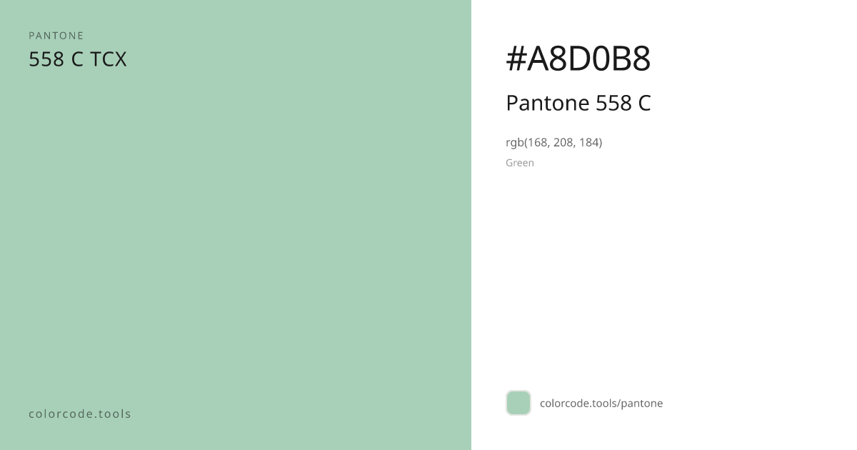 Pantone Pantone 558 C 558 C — HEX #A8D0B8 | colorcode.tools