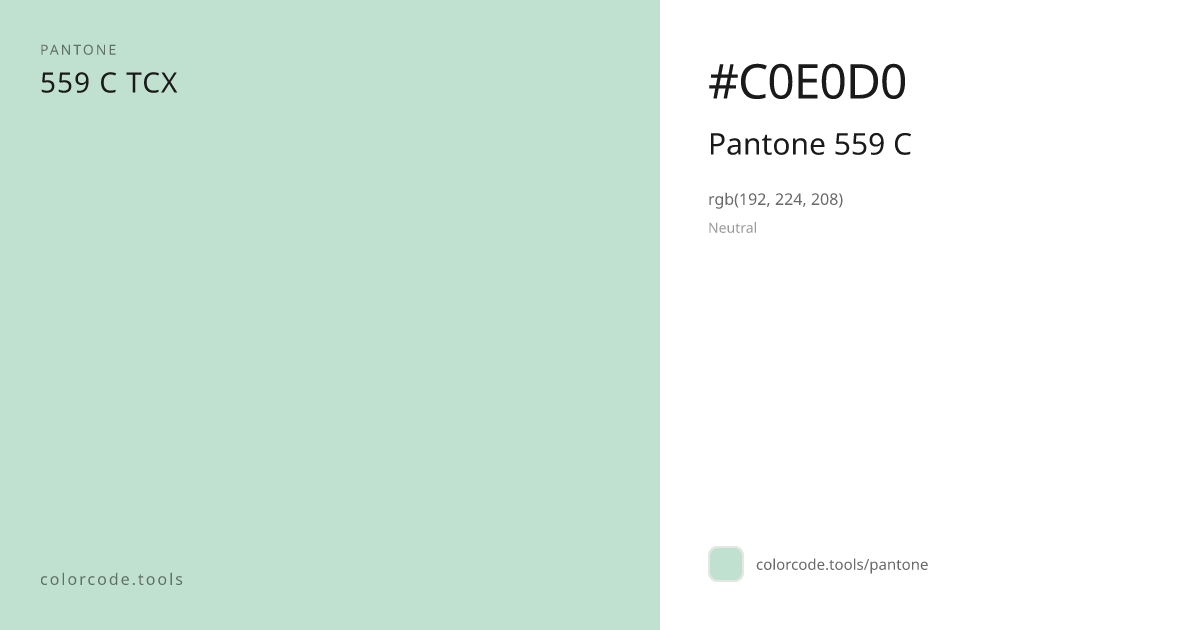 Pantone Pantone 559 C 559 C — HEX #C0E0D0 | colorcode.tools