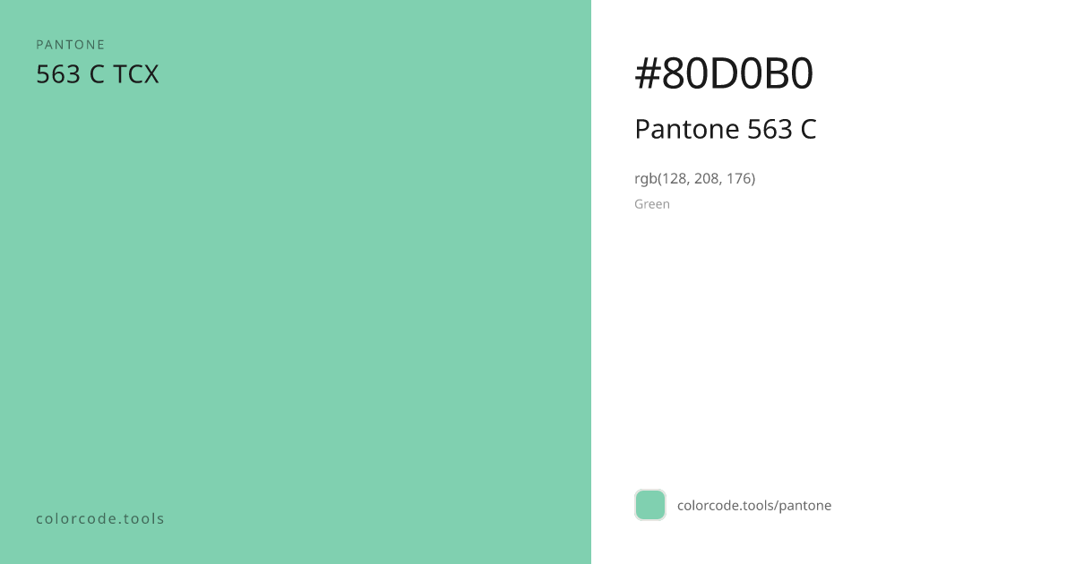 Pantone Pantone 563 C 563 C — HEX #80D0B0 | colorcode.tools
