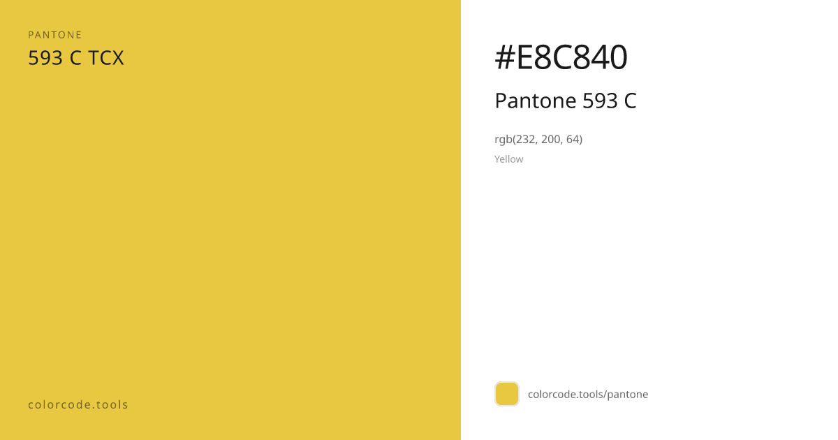 Pantone Pantone 593 C 593 C — HEX #E8C840 | colorcode.tools