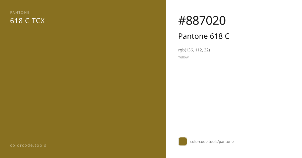 Pantone Pantone 618 C 618 C — HEX #887020 | colorcode.tools