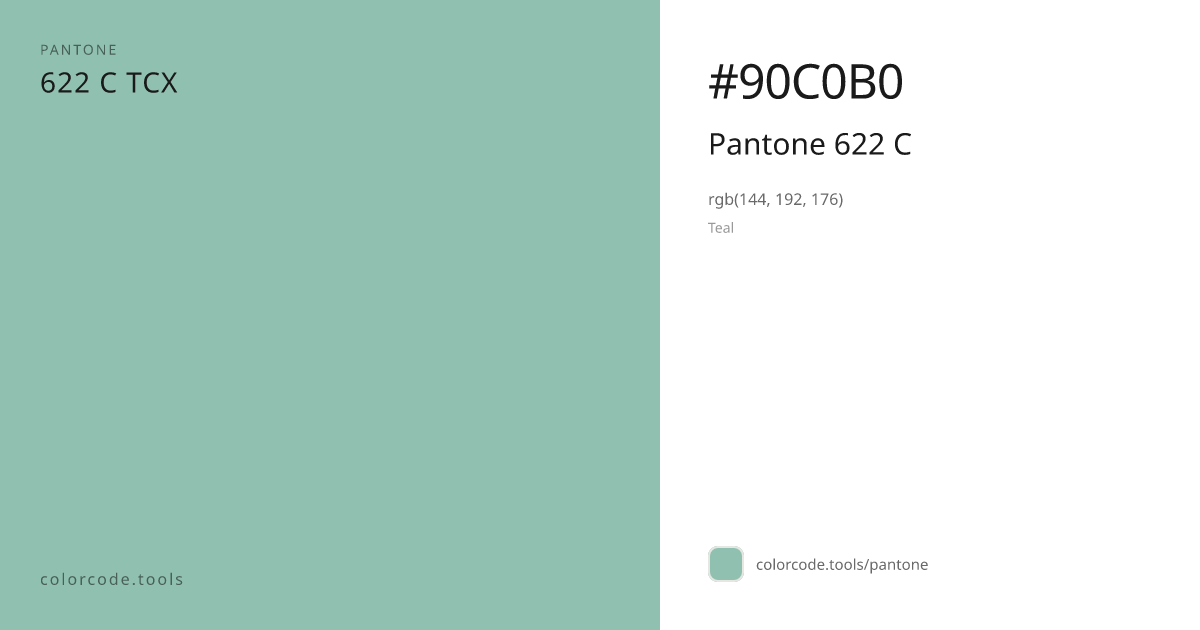 Pantone Pantone 622 C 622 C — HEX #90C0B0 | colorcode.tools