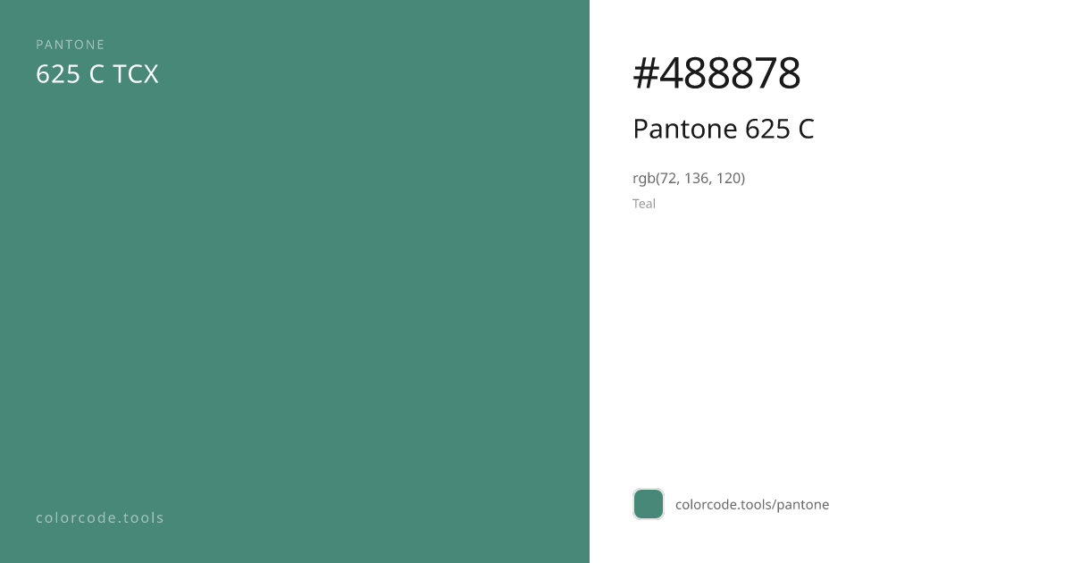 Pantone Pantone 625 C 625 C — HEX #488878 | colorcode.tools