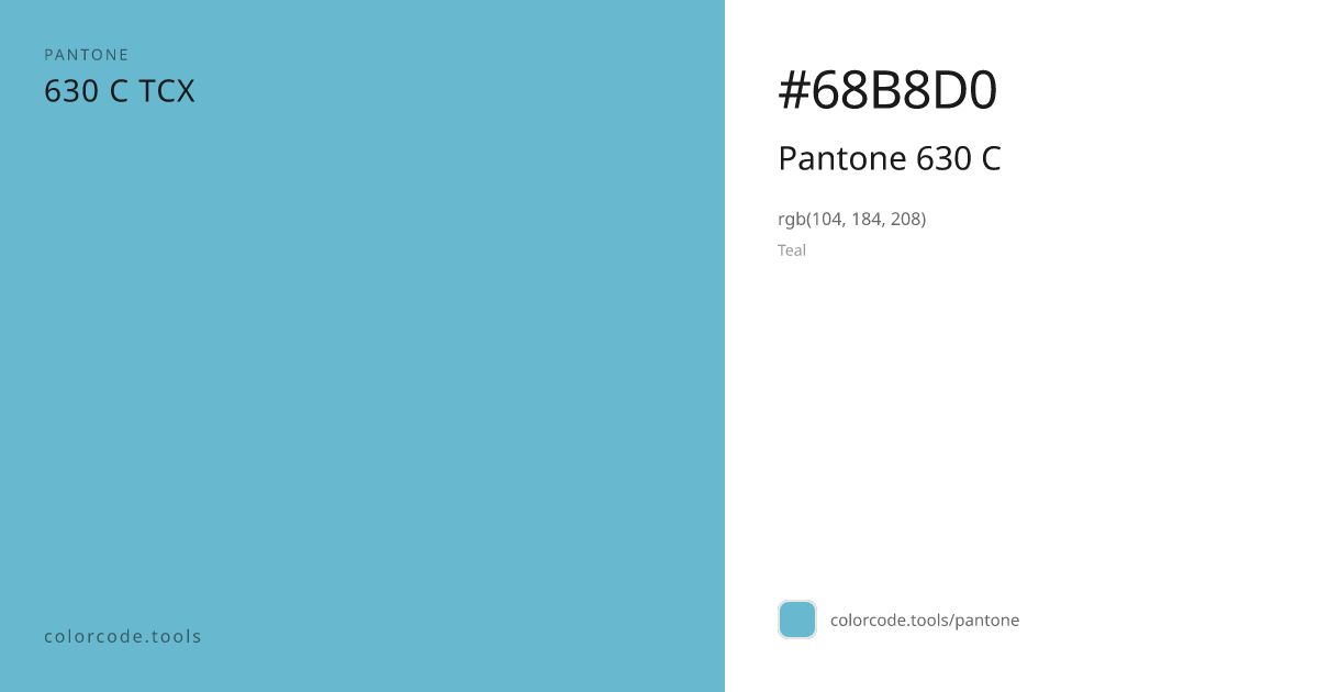 Pantone Pantone 630 C 630 C — HEX #68B8D0 | colorcode.tools
