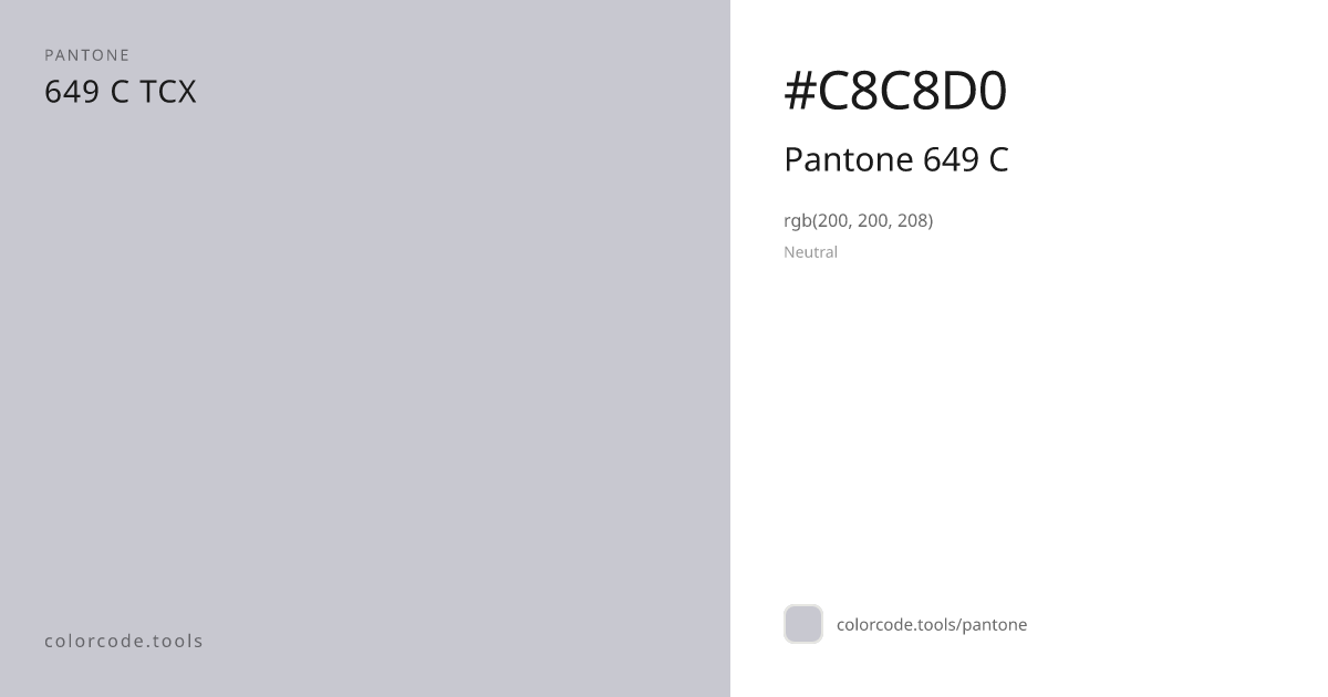 Pantone Pantone 649 C 649 C — HEX #C8C8D0 | colorcode.tools
