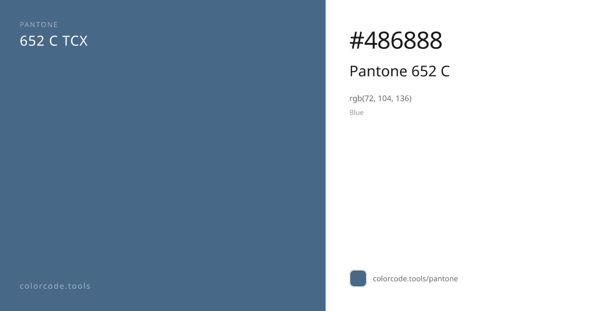 Pantone Pantone 652 C 652 C — HEX #486888 | colorcode.tools
