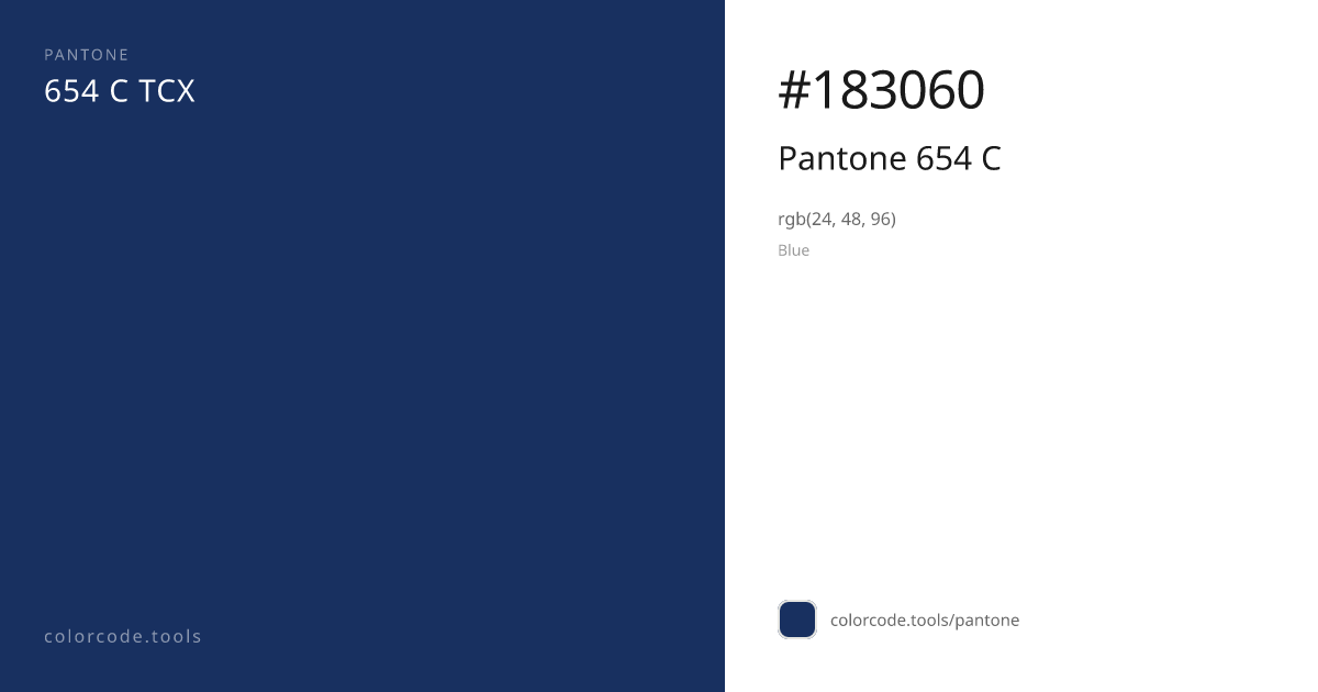 Pantone Pantone 654 C 654 C — HEX #183060 | colorcode.tools