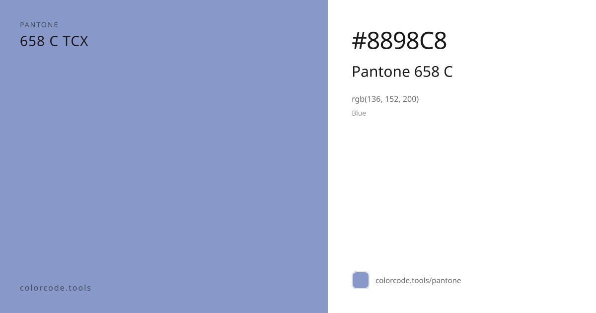 Pantone Pantone 658 C 658 C — HEX #8898C8 | colorcode.tools