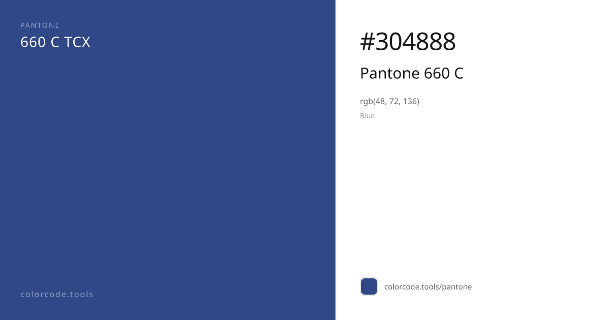 Pantone Pantone 660 C 660 C — HEX #304888 | colorcode.tools