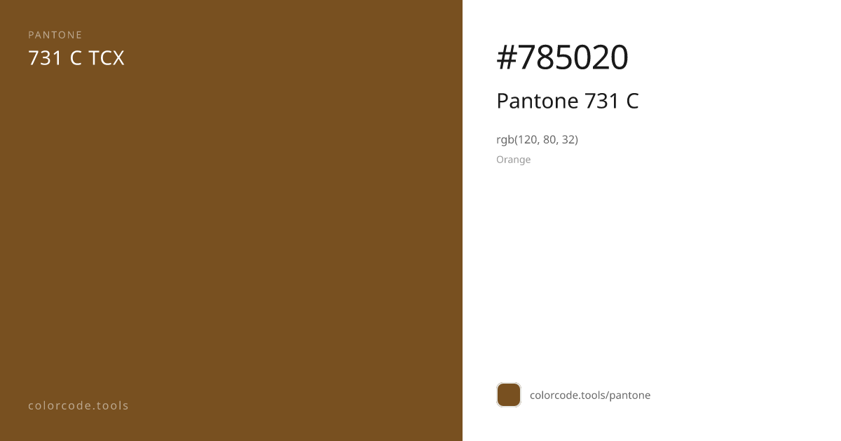Pantone Pantone 731 C 731 C — HEX #785020 | colorcode.tools