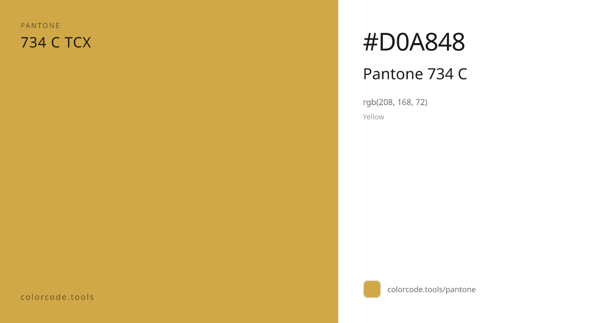 Pantone Pantone 734 C 734 C — HEX #D0A848 | colorcode.tools
