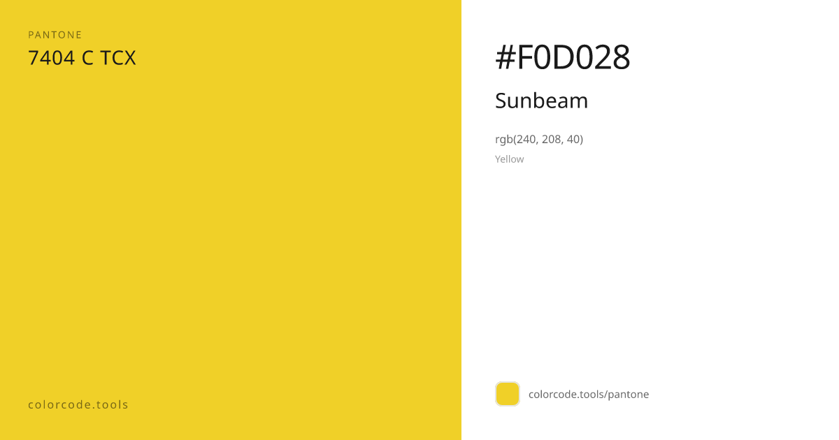 Pantone Sunbeam 7404 C — HEX #F0D028 | colorcode.tools