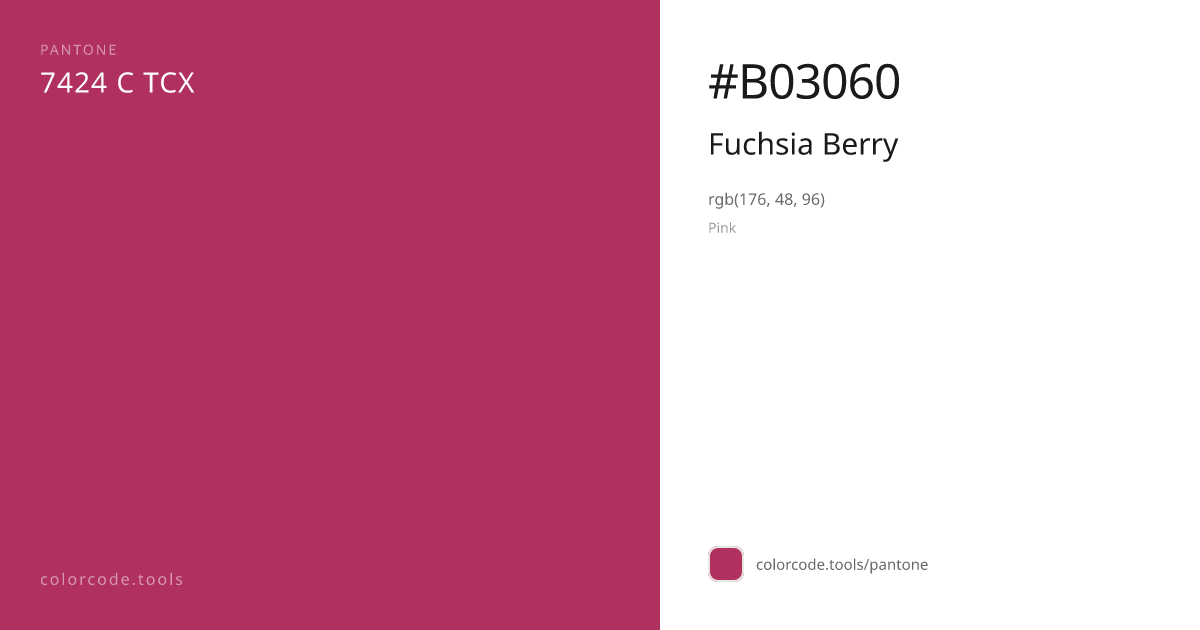 Pantone Fuchsia Berry 7424 C — HEX #B03060 | colorcode.tools