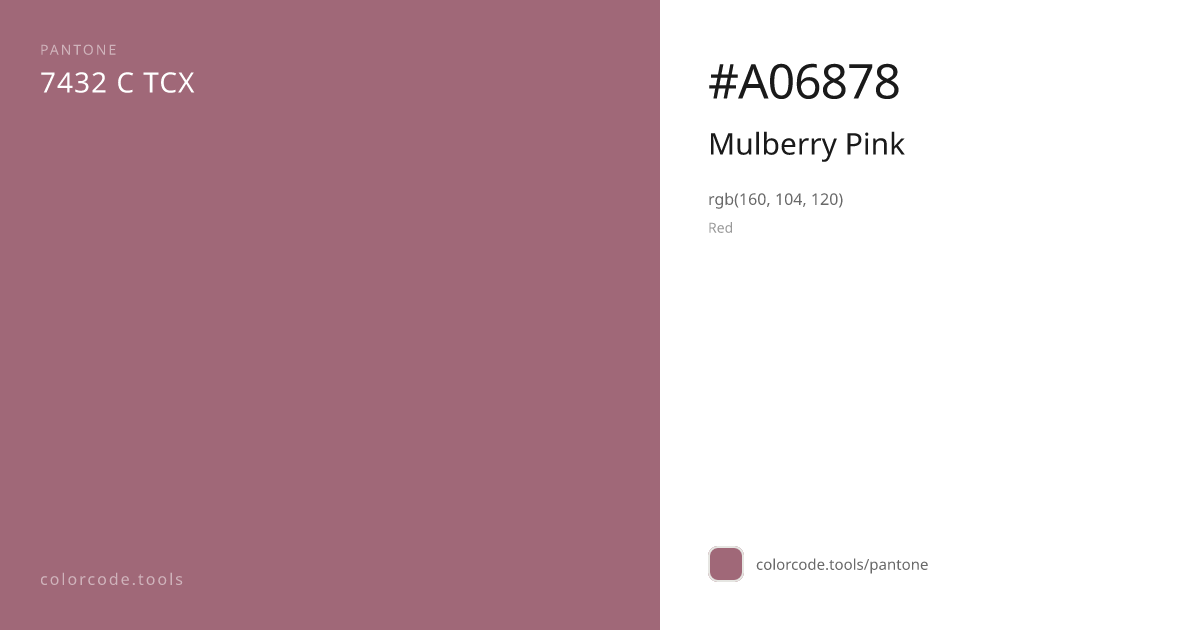 Pantone Mulberry Pink 7432 C — HEX #A06878 | colorcode.tools