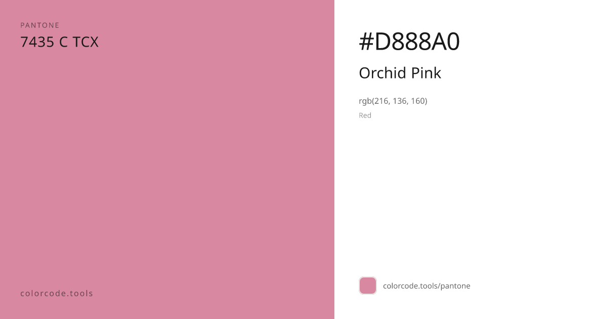 Pantone Orchid Pink 7435 C — HEX #D888A0 | colorcode.tools