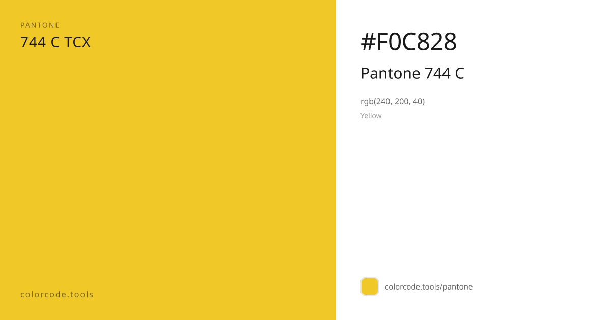 Pantone Pantone 744 C 744 C — HEX #F0C828 | colorcode.tools