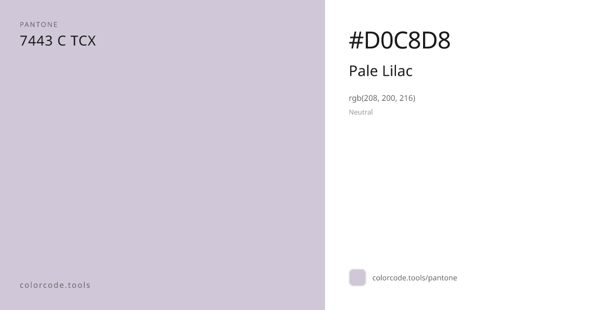 Pantone Pale Lilac 7443 C — HEX #D0C8D8 | colorcode.tools