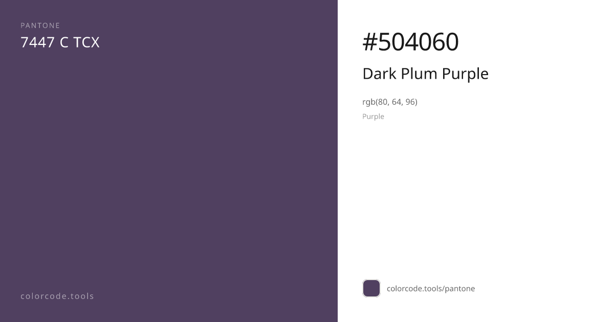 Pantone Dark Plum Purple 7447 C — HEX #504060 | colorcode.tools