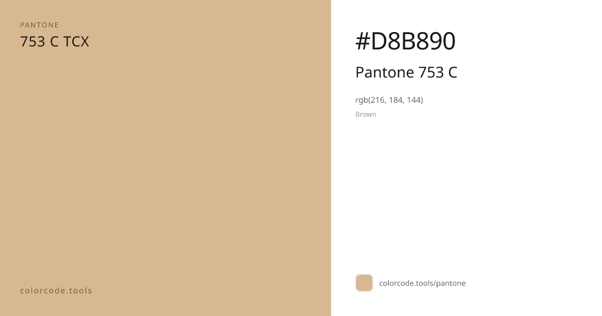 Pantone Pantone 753 C 753 C — HEX #D8B890 | colorcode.tools