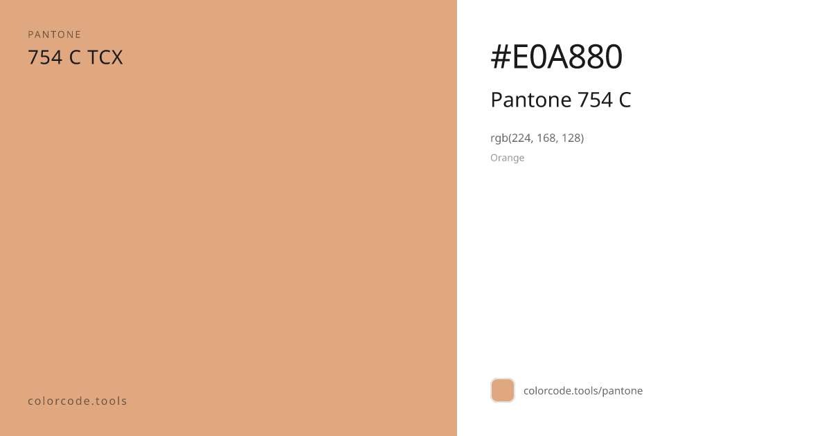 Pantone Pantone 754 C 754 C — HEX #E0A880 | colorcode.tools