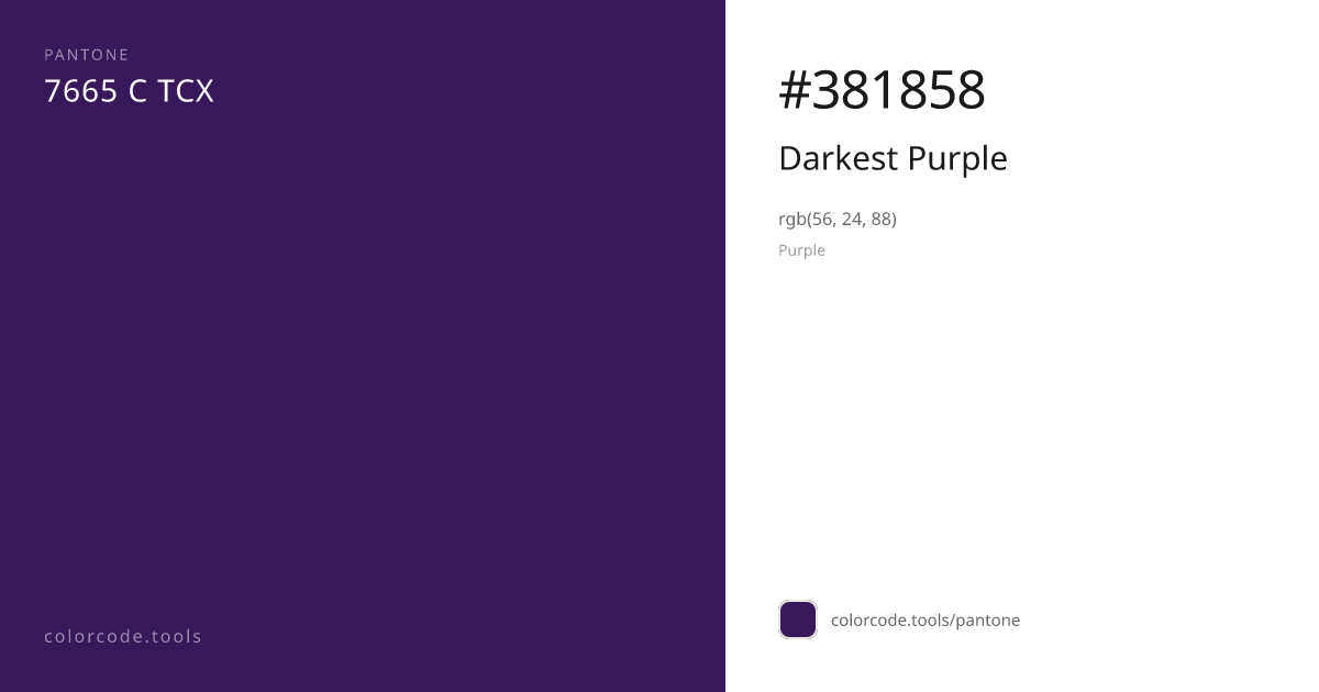 Pantone Darkest Purple 7665 C — HEX #381858 | colorcode.tools