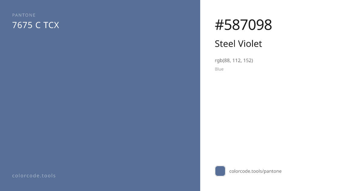 Pantone Steel Violet 7675 C — HEX #587098 | colorcode.tools