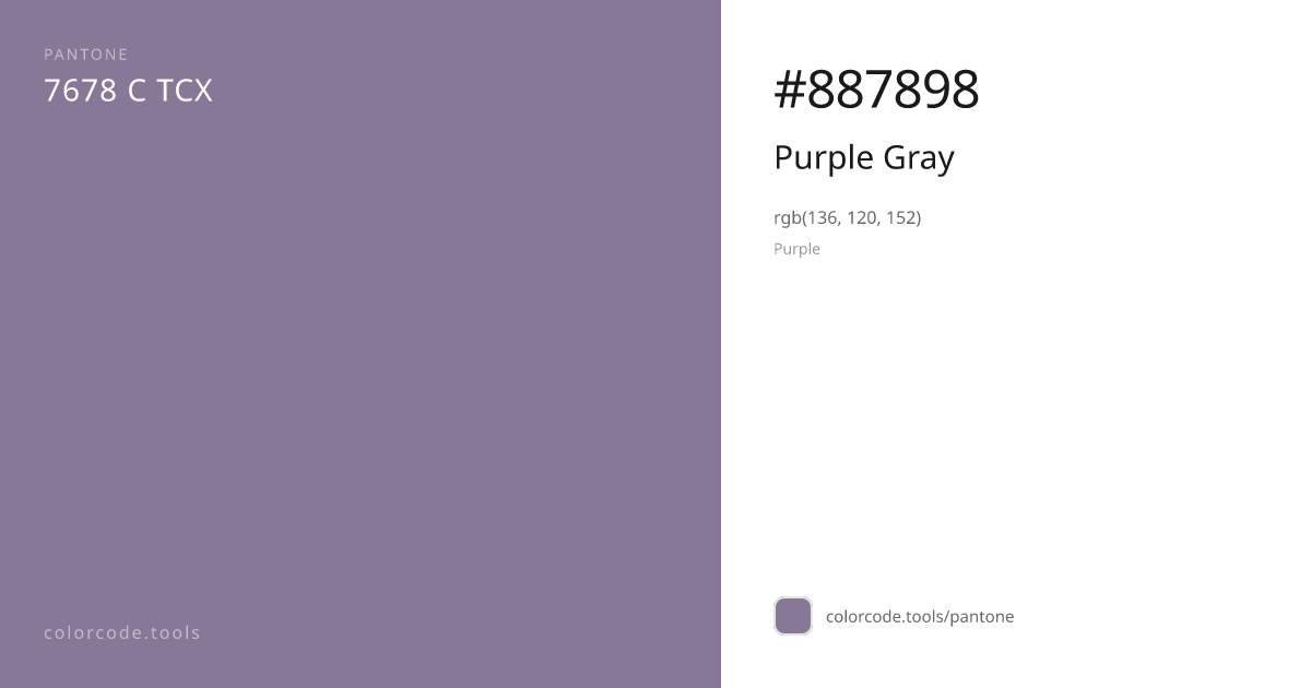 Pantone Purple Gray 7678 C — HEX #887898 | colorcode.tools
