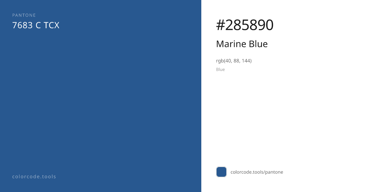 Pantone Marine Blue 7683 C — HEX #285890 | colorcode.tools
