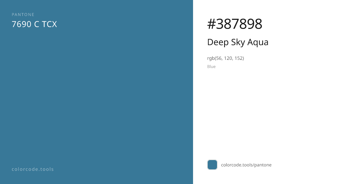 Pantone Deep Sky Aqua 7690 C — HEX #387898 | colorcode.tools