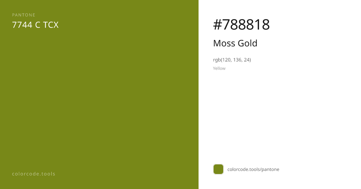 Pantone Moss Gold 7744 C — HEX #788818 | colorcode.tools
