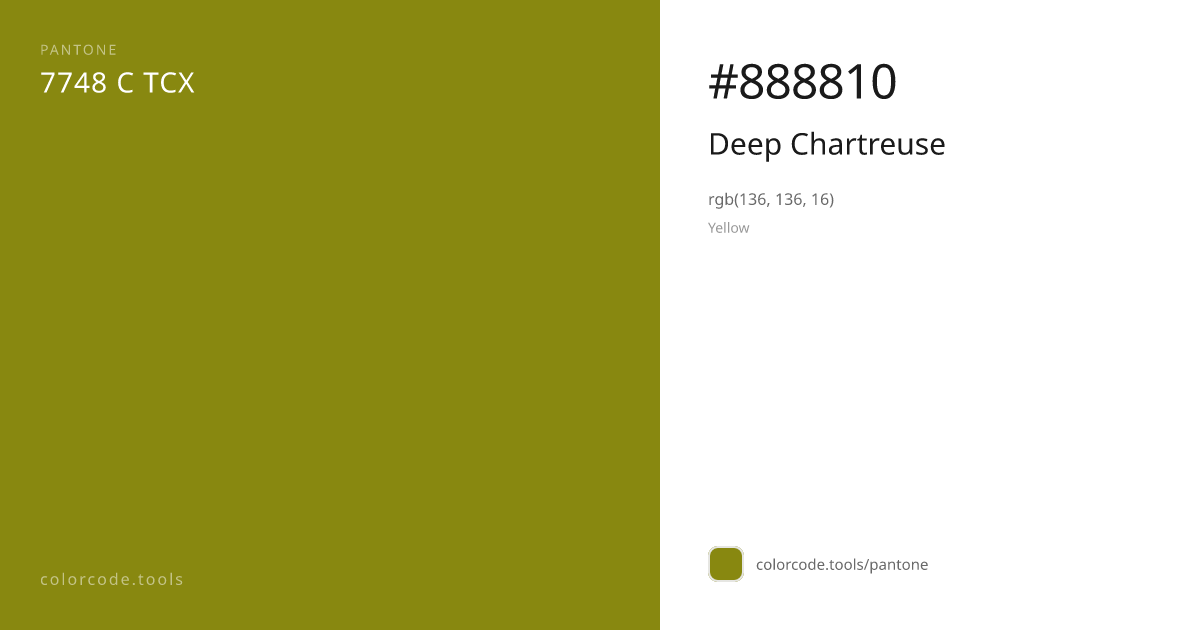Pantone Deep Chartreuse 7748 C — HEX #888810 | colorcode.tools