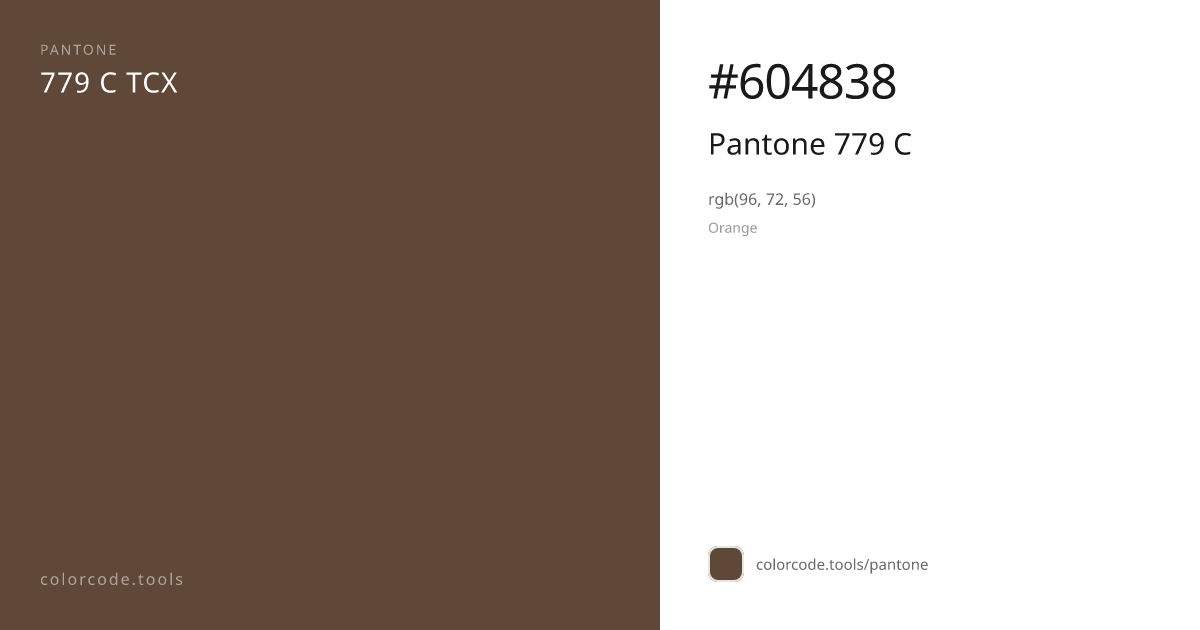 Pantone Pantone 779 C 779 C — HEX #604838 | colorcode.tools