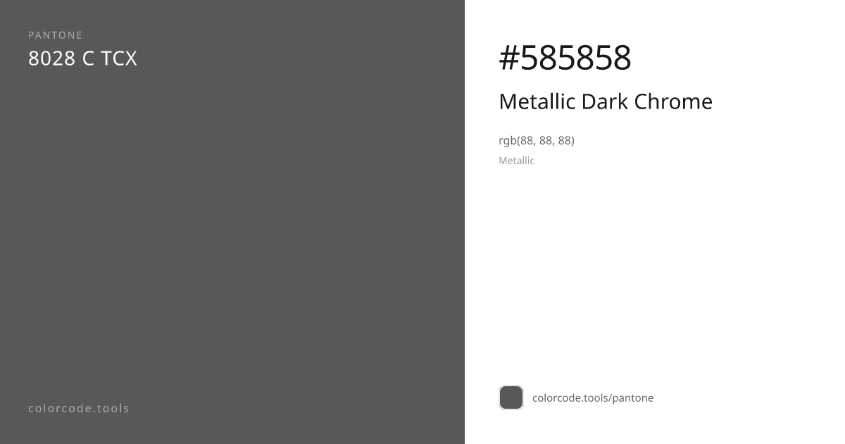Pantone Metallic Dark Chrome 8028 C — HEX #585858 | colorcode.tools