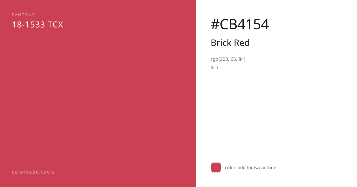 Pantone Brick Red 18-1533 — HEX #CB4154 | colorcode.tools