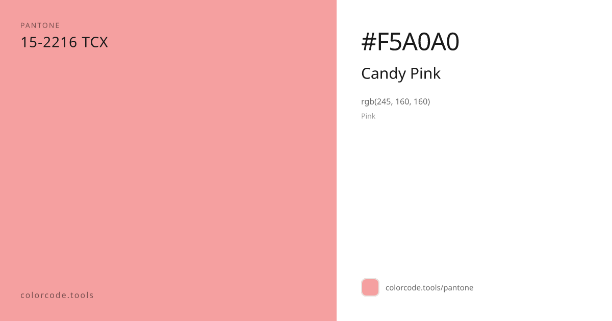 Pantone Candy Pink 15-2216 — HEX #F5A0A0 | colorcode.tools
