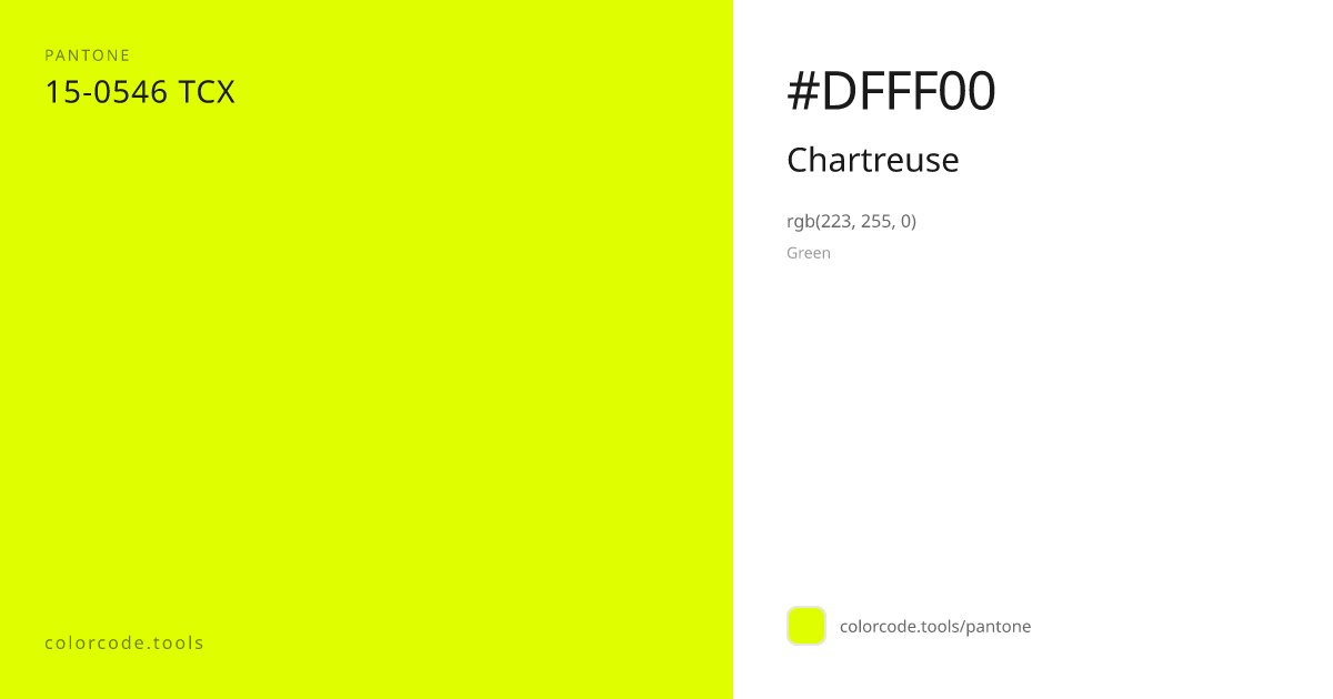 Pantone Chartreuse 15-0546 — HEX #DFFF00 | colorcode.tools