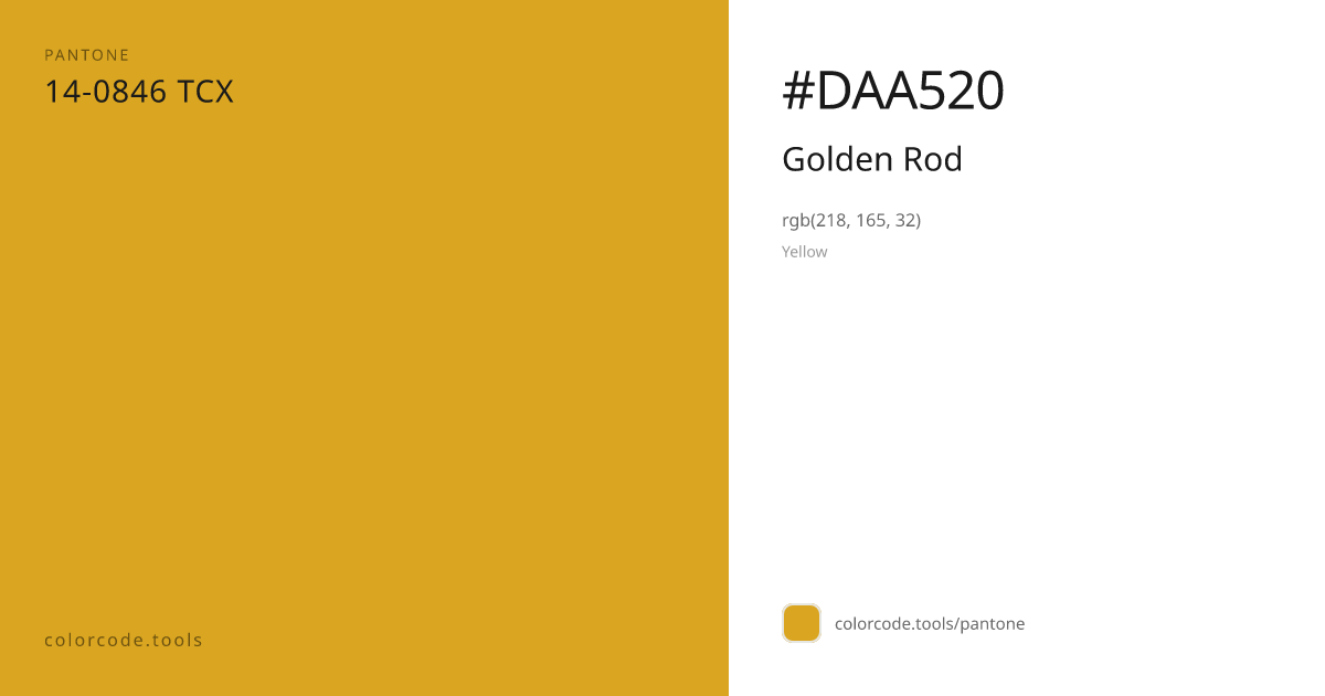 Pantone Golden Rod 14-0846 — HEX #DAA520 | colorcode.tools