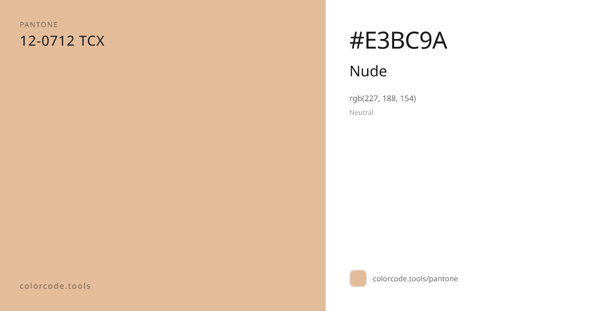 Pantone Nude 12-0712 — HEX #E3BC9A | colorcode.tools